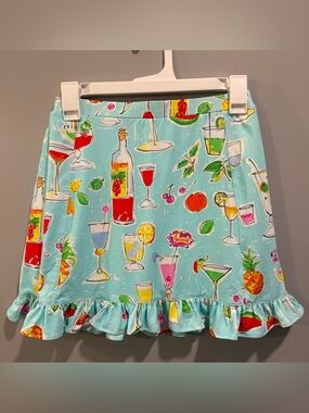 NWT Kenny Dana Flounce Hem Patterned Athletic Skort Happier Hours XS Seafoam